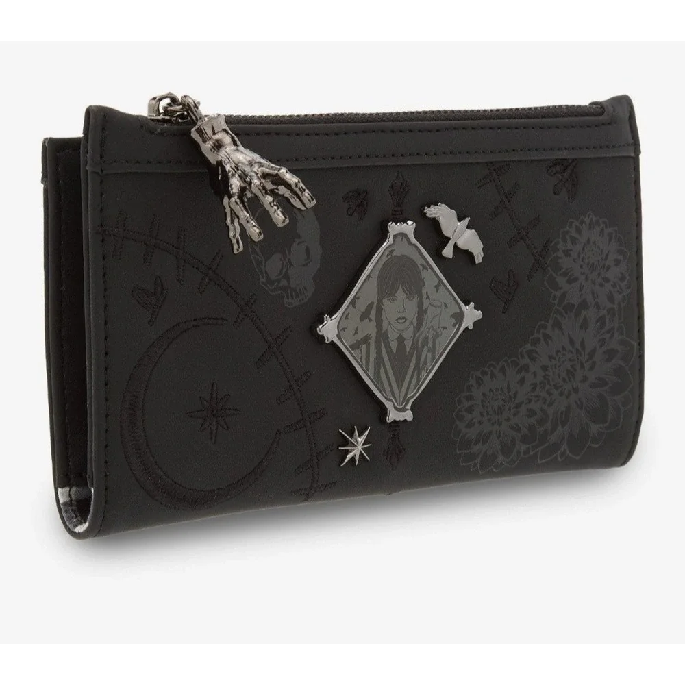 Wednesday Embroidered Icons Crossbody Bag & WALLET Whimsigoth Grunge Steampunk - Picture 9 of 9